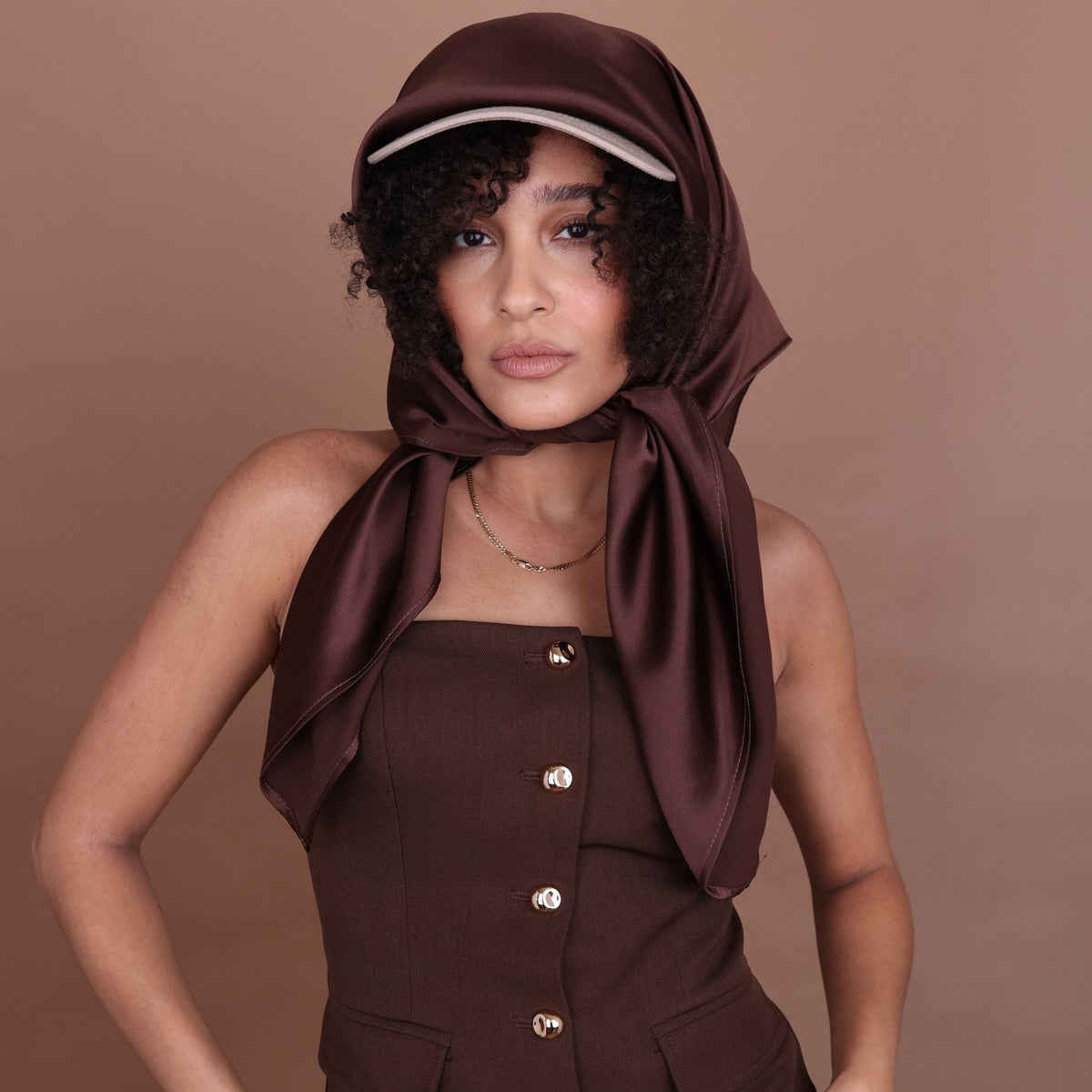 Mulberry Park Silks Pure Silk Square Head Scarf - Chocolate