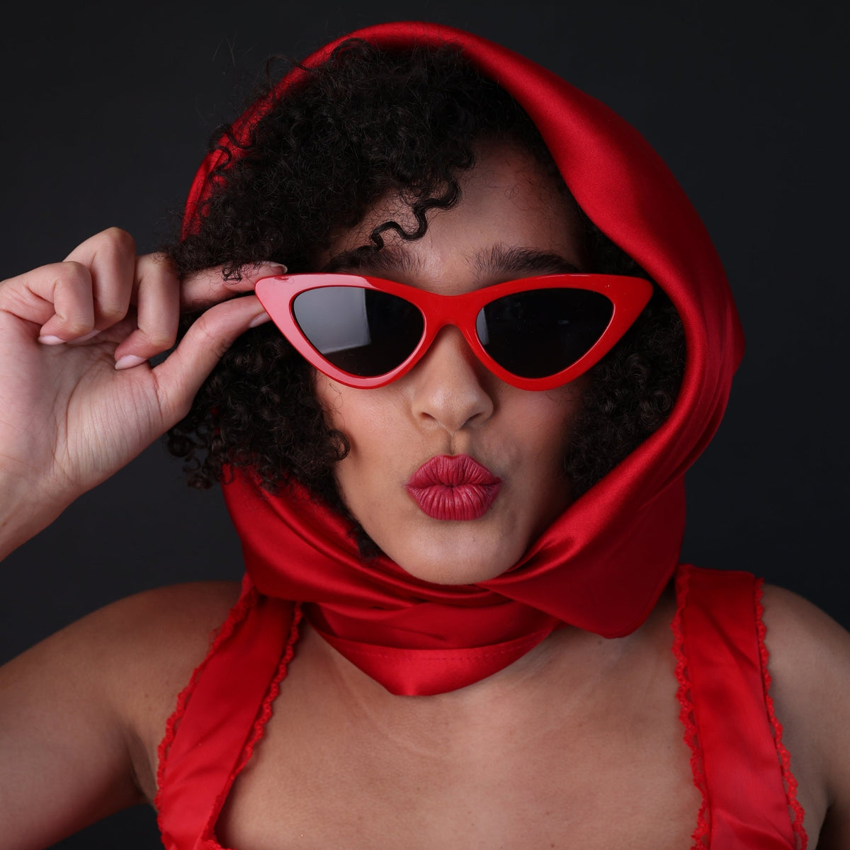 Mulberry Park Silks Pure Silk Square Head Scarf - Red