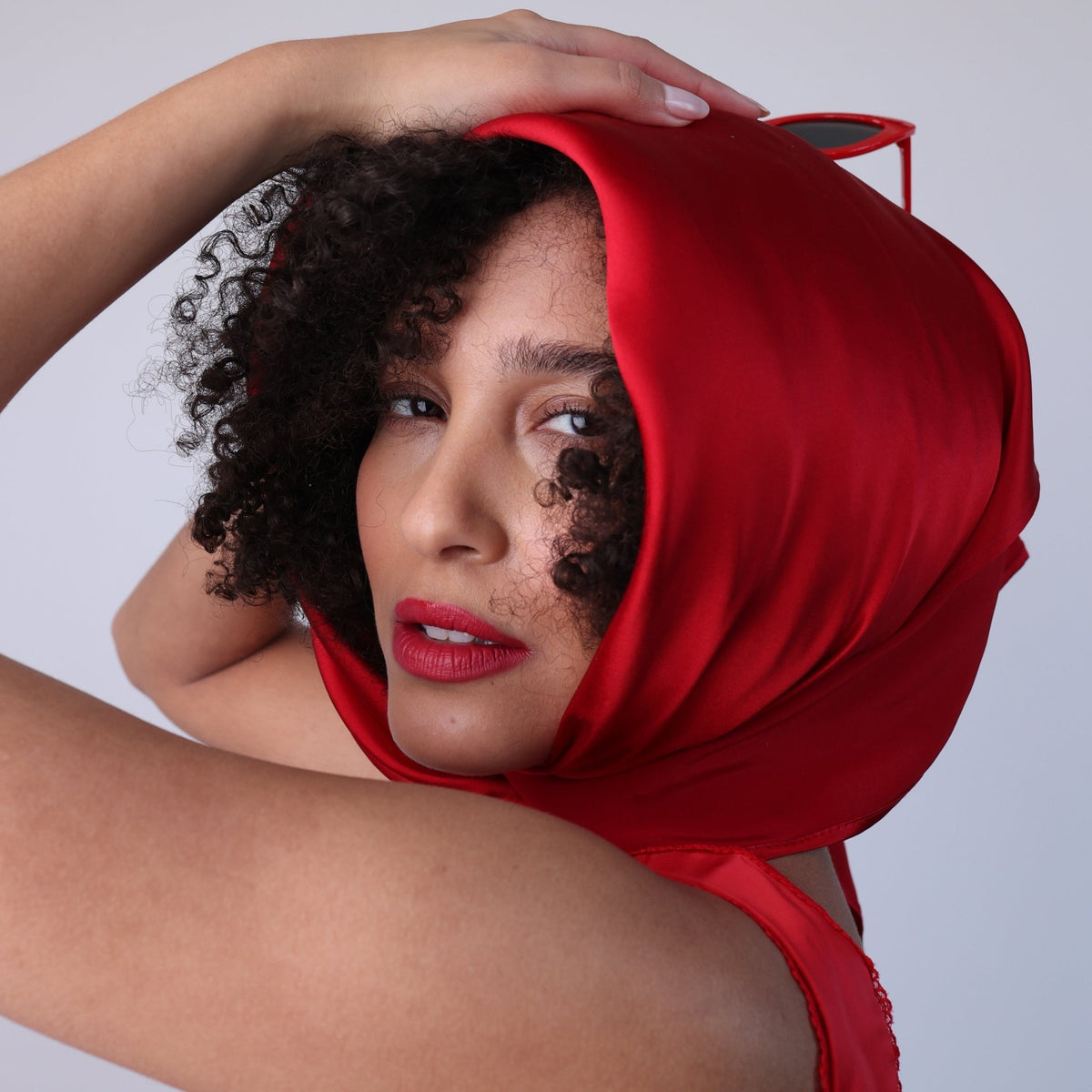 Mulberry Park Silks Pure Silk Square Head Scarf - Red