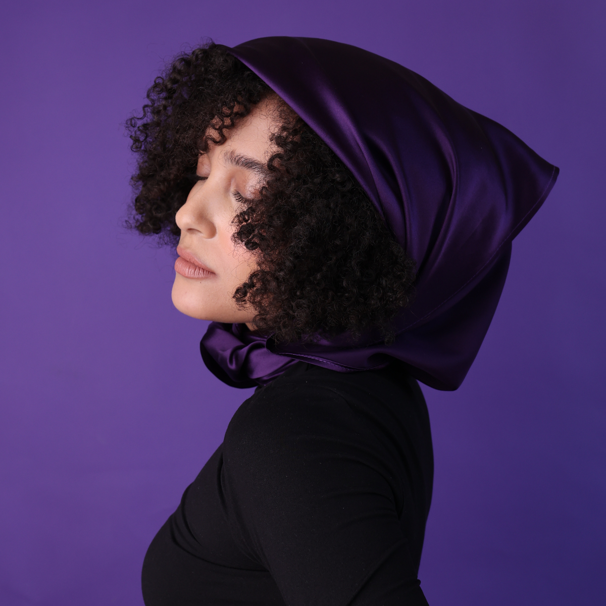 Mulberry Park Silks Pure Silk Square Head Scarf - Plum
