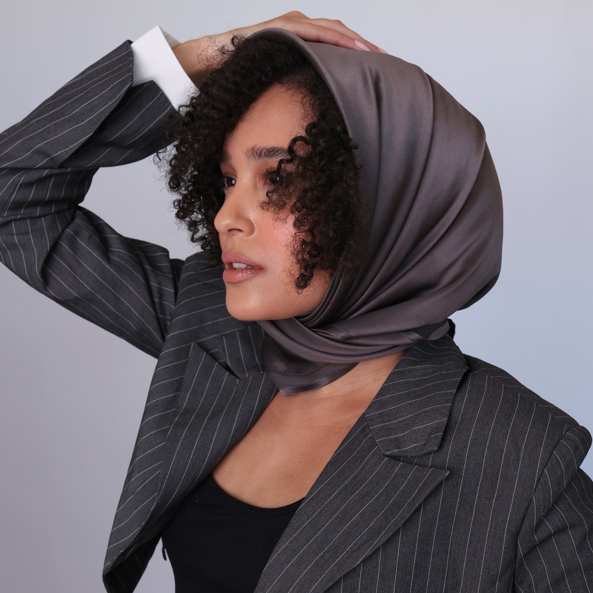 Mulberry Park Silks Pure Silk Square Head Scarf - Storm Grey