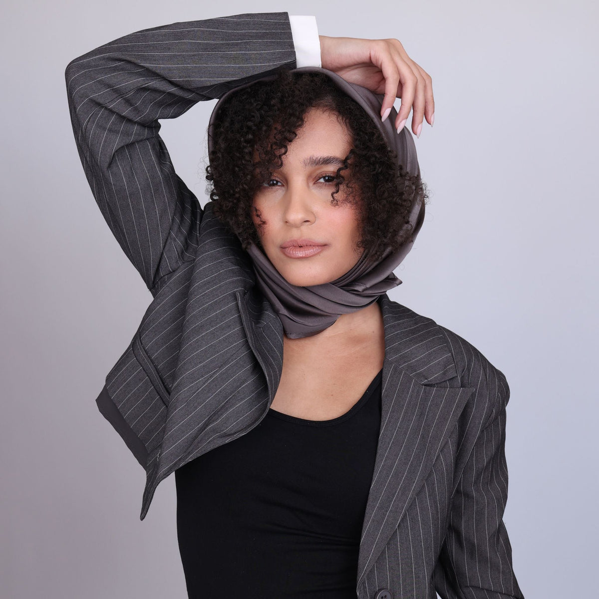 Mulberry Park Silks Pure Silk Square Head Scarf - Storm Grey