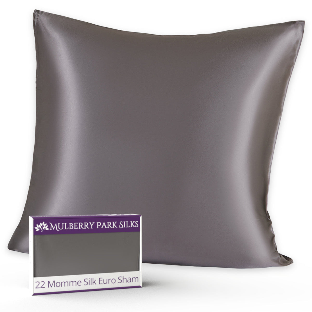 Mulberry Park Silks 22 Momme silk Euro sham in Gunmetal with a smooth and luxurious finish