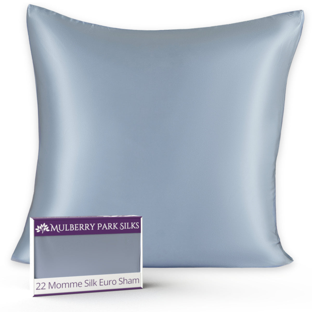 Mulberry Park Silks 22 Momme silk Euro sham in Steel Blue with a smooth and luxurious finish