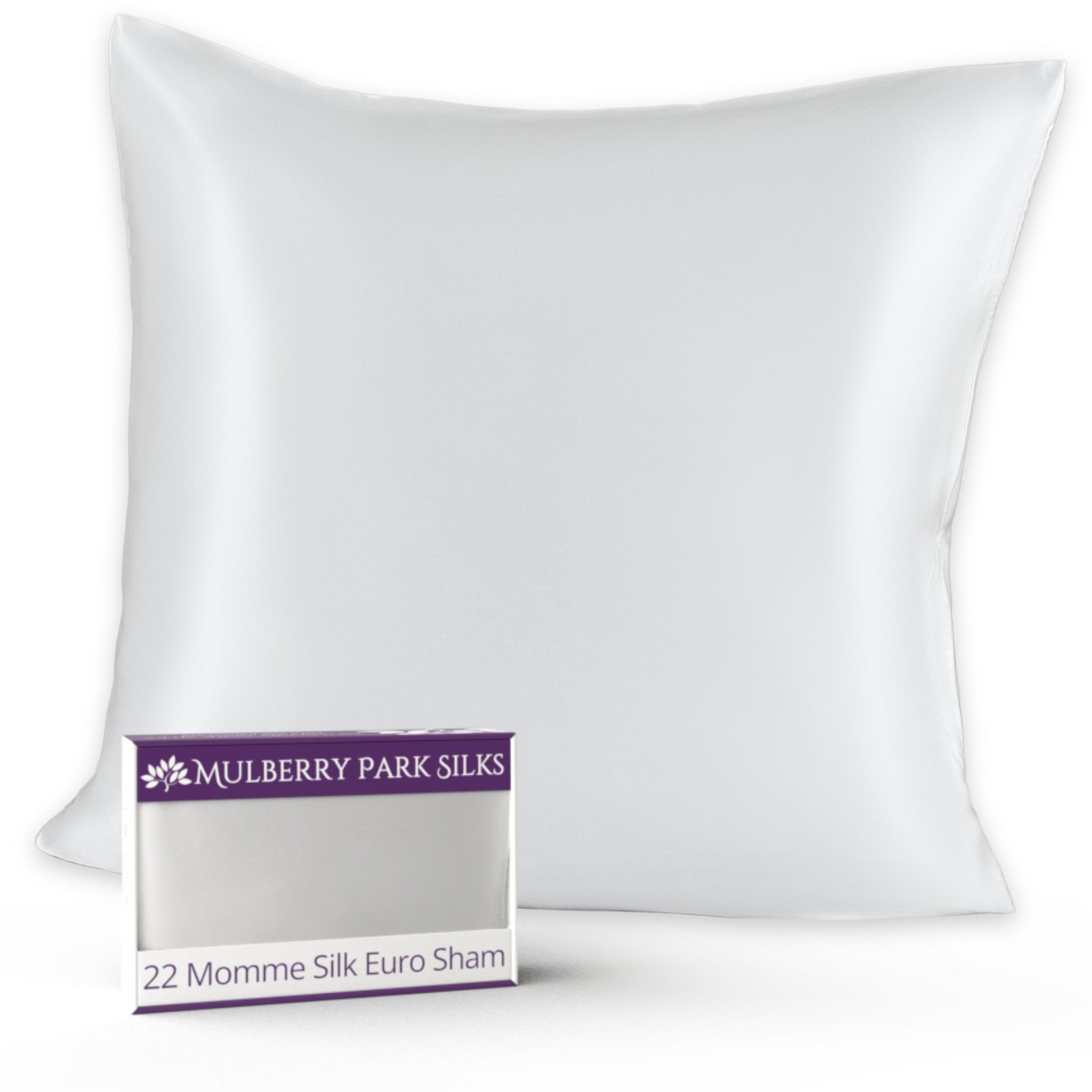 Mulberry Park Silks 22 Momme silk Euro sham in White with a smooth and luxurious finish