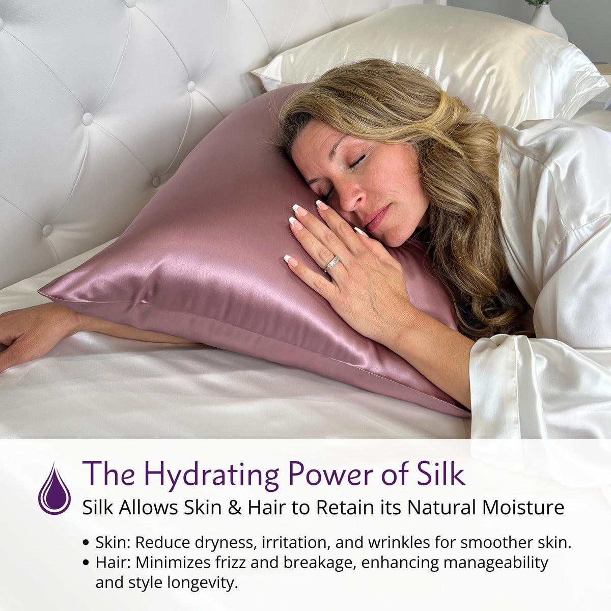 The Hydrating Power of Silk– Best Silk Pillowcase for Hair & Skin, Retains Moisture, Anti-Frizz