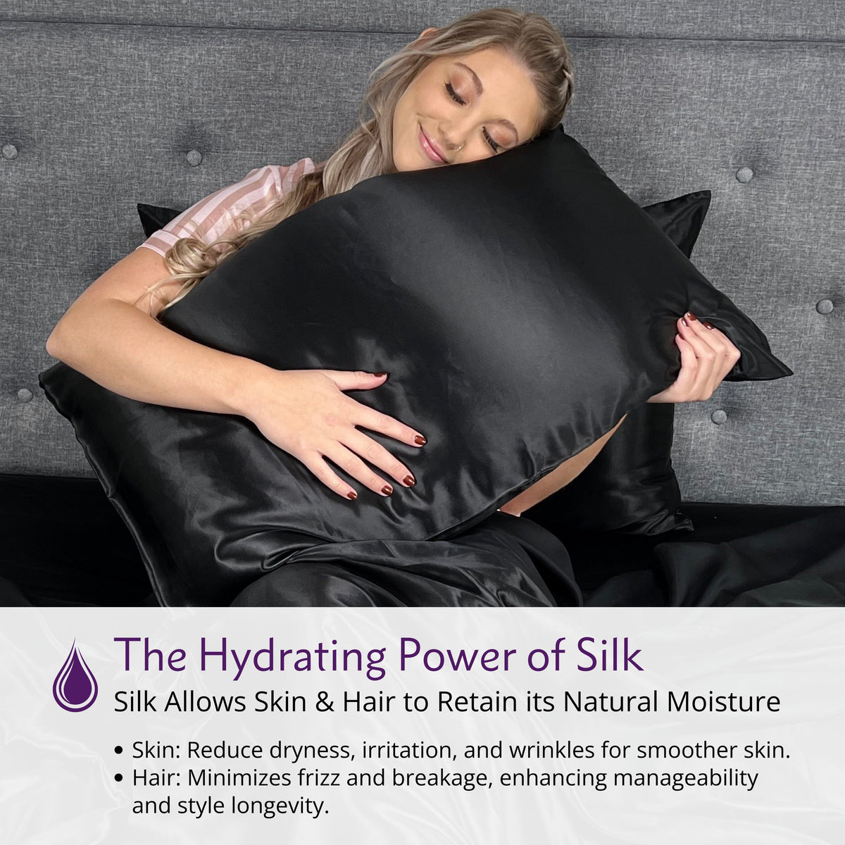 The Hydrating Power of Silk– Best Silk Pillowcase for Hair & Skin, Retains Moisture, Anti-Frizz
