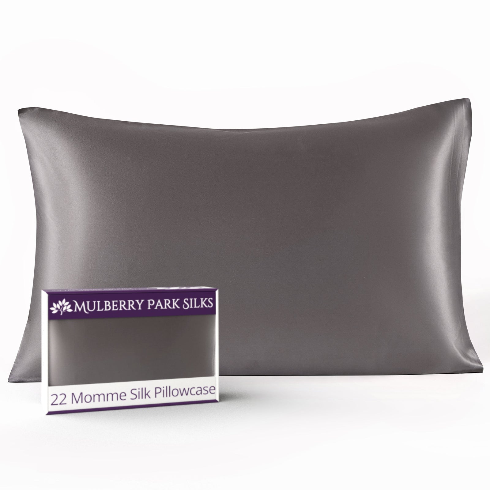 Gunmetal 22 Momme 100% Silk Pillowcase by Mulberry Park Silks with luxurious, Smooth Feel