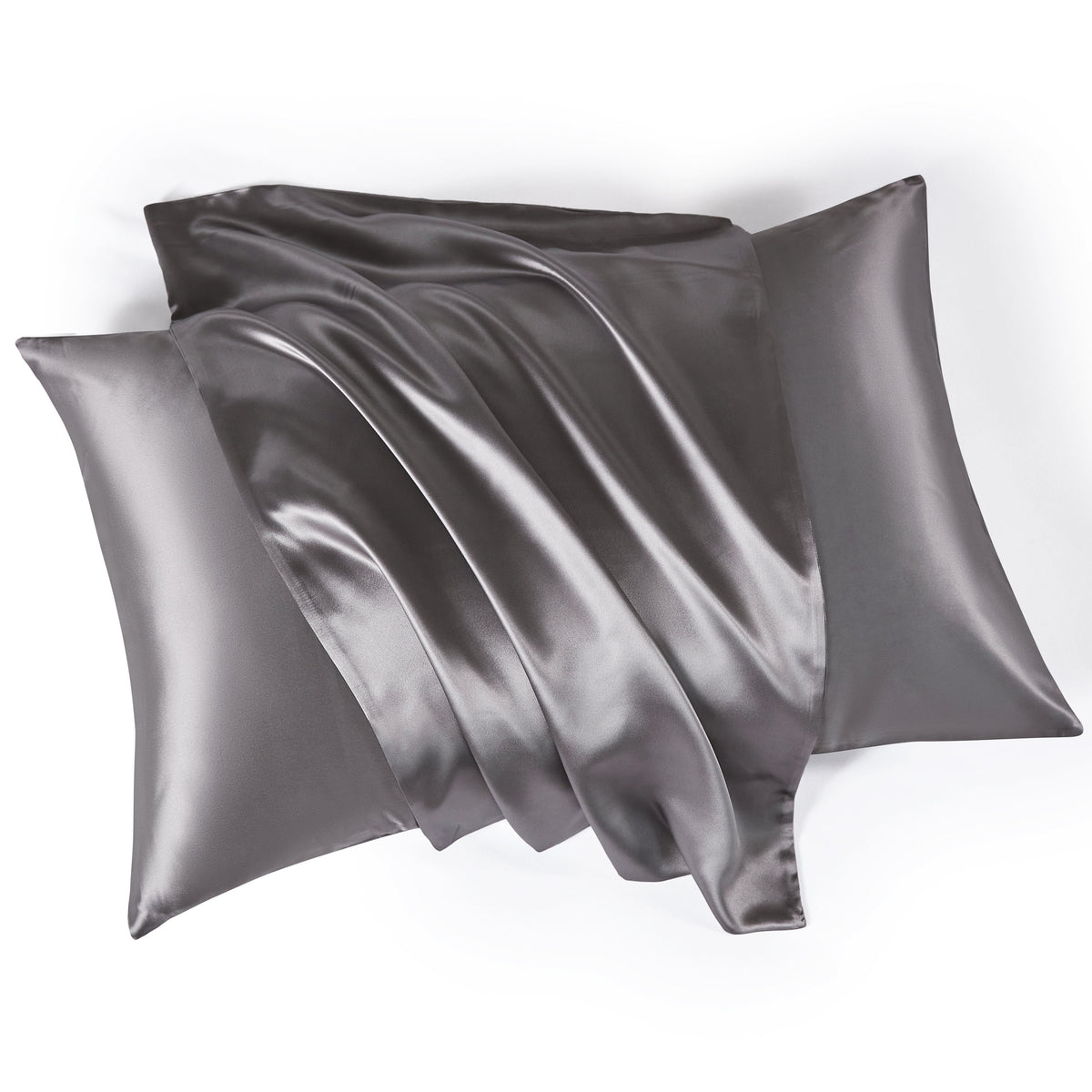 Gunmetal Mulberry Park Silks 22 Momme Silk Pillowcase with a Smooth, Shiny Finish for Luxury, Comfort, and Better Sleep