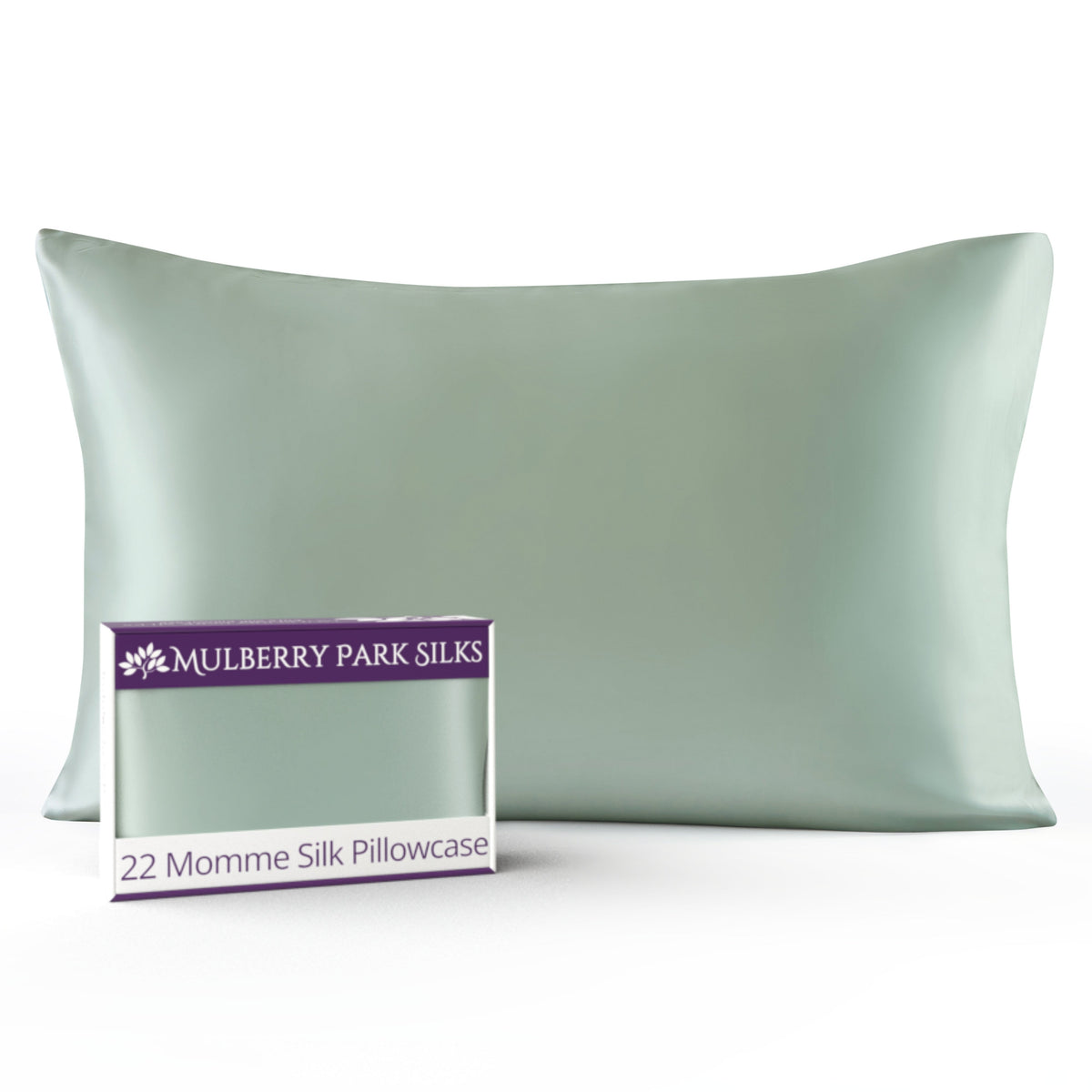 Sage 22 Momme 100% Silk Pillowcase by Mulberry Park Silks with luxurious, Smooth Feel