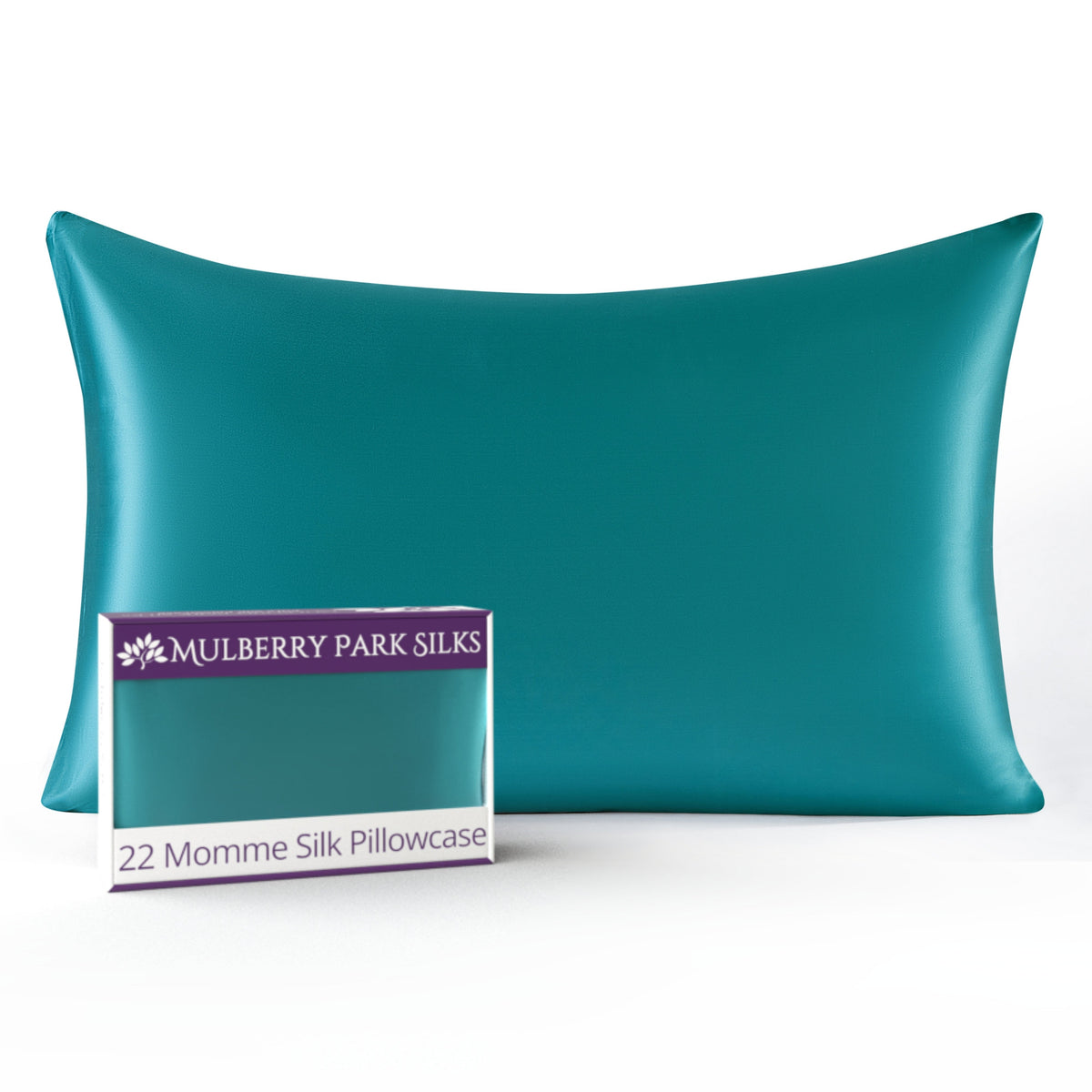 Teal 22 Momme 100% Silk Pillowcase by Mulberry Park Silks with luxurious, Smooth Feel