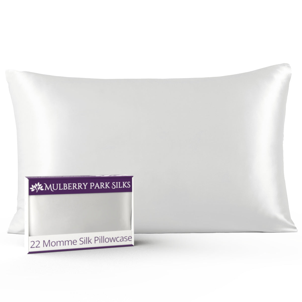 White 22 Momme 100% Silk Pillowcase by Mulberry Park Silks with luxurious, Smooth Feel