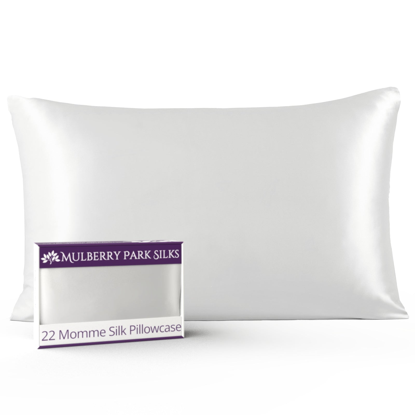 White 22 Momme 100% Silk Pillowcase by Mulberry Park Silks with luxurious, Smooth Feel
