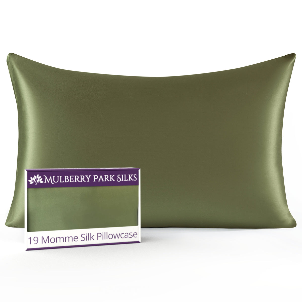 Mulberry Park Silks Luxury 19 Momme Pure Silk Pillowcase - Olive