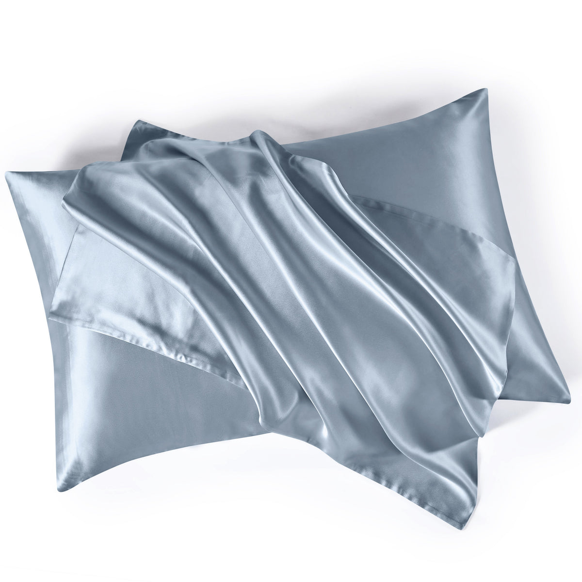 Steel Blue Mulberry Park Silks 22 Momme Silk Pillowcase with a Smooth, Shiny Finish for Luxury, Comfort, & Better Sleep
