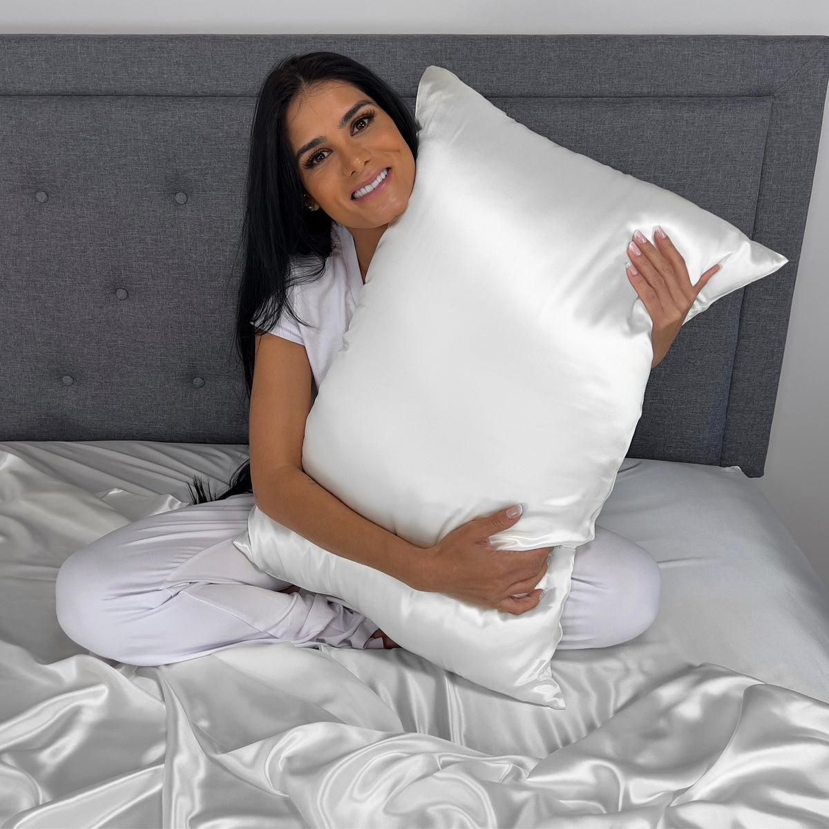 100% Pure White Mulberry Silk Pillowcase, Ultra-Soft & Luxurious for Hair & Skin