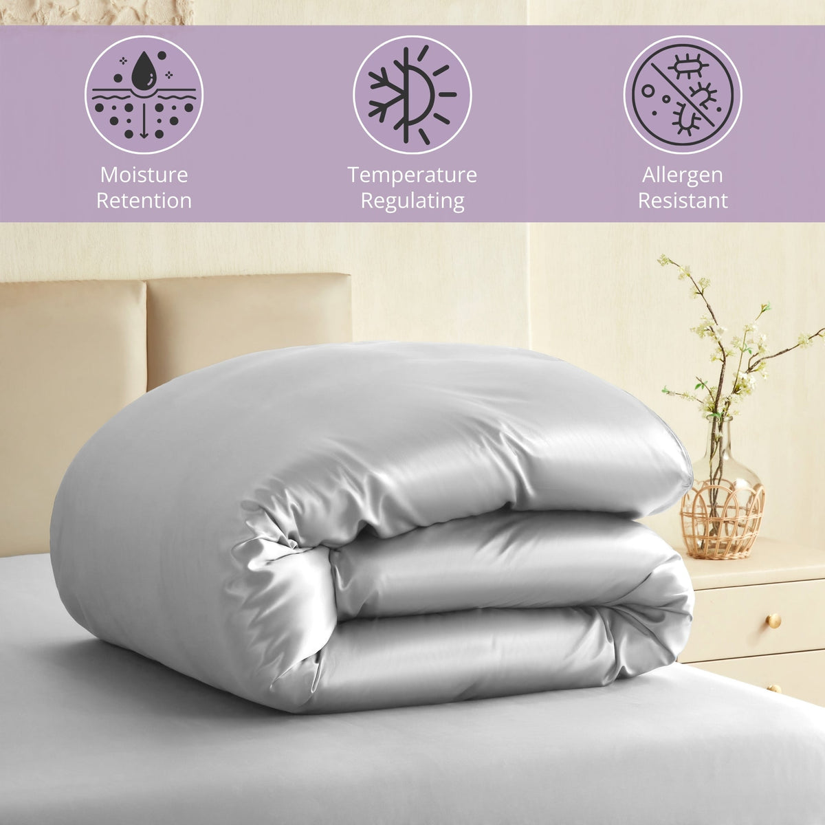 Mulberry Park Silks 22 Momme Duvet Covers - Silver
