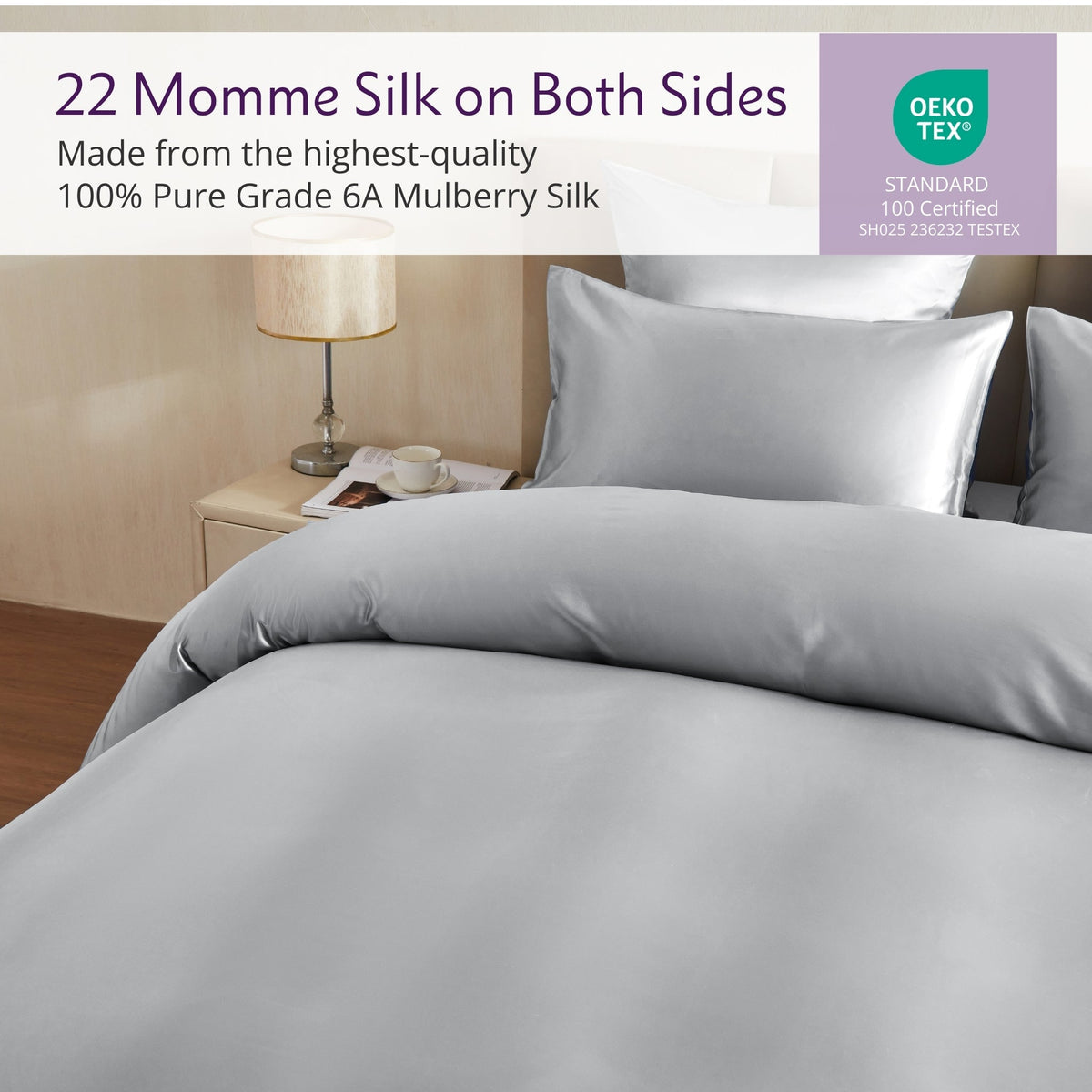 Mulberry Park Silks 22 Momme Duvet Covers - Silver