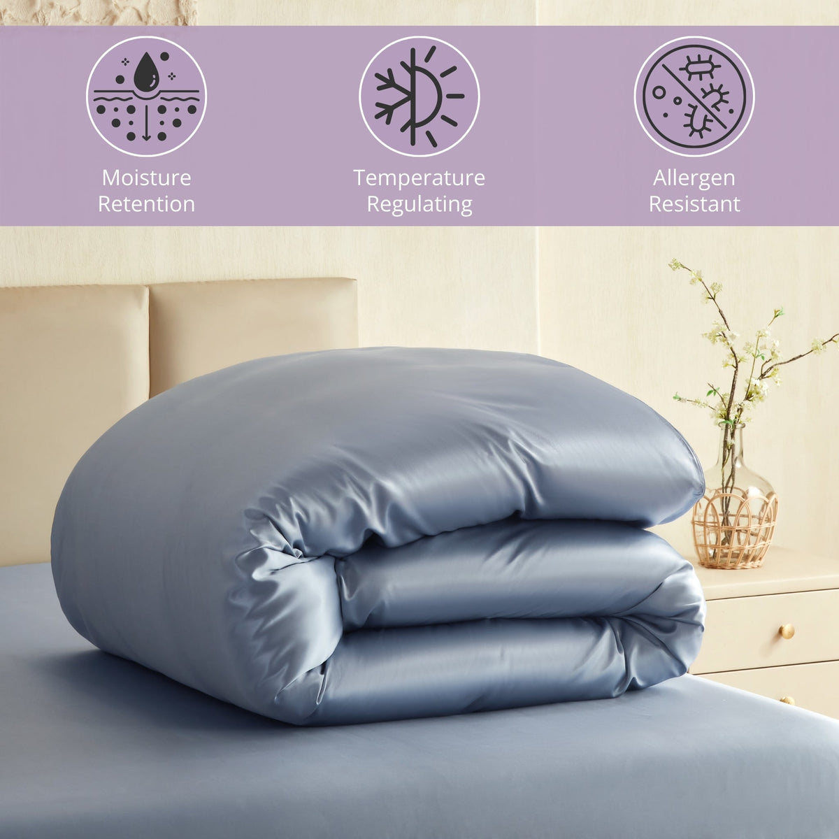 Mulberry Park Silks 22 Momme Duvet Covers - Steel Blue