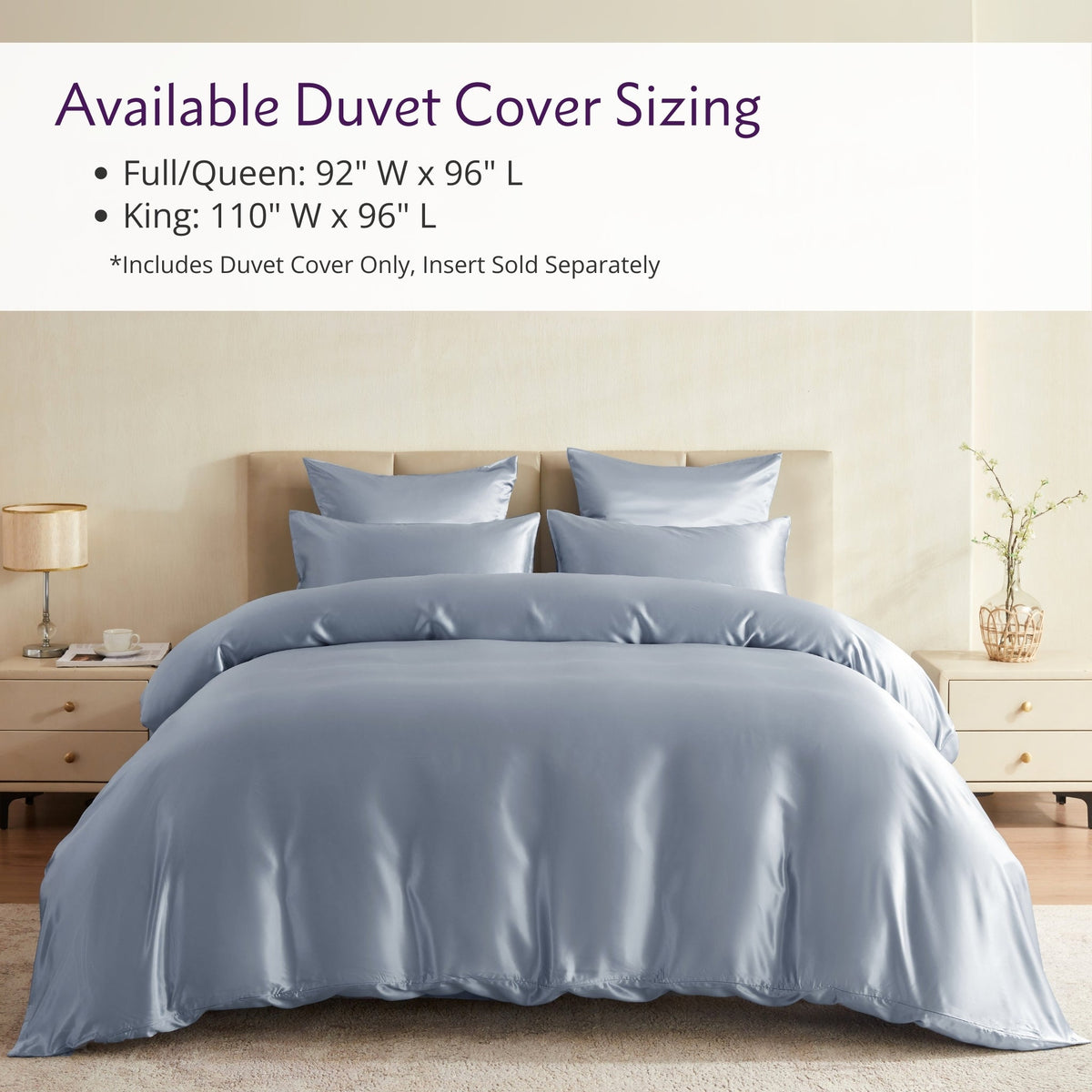 Mulberry Park Silks 22 Momme Duvet Covers - Steel Blue