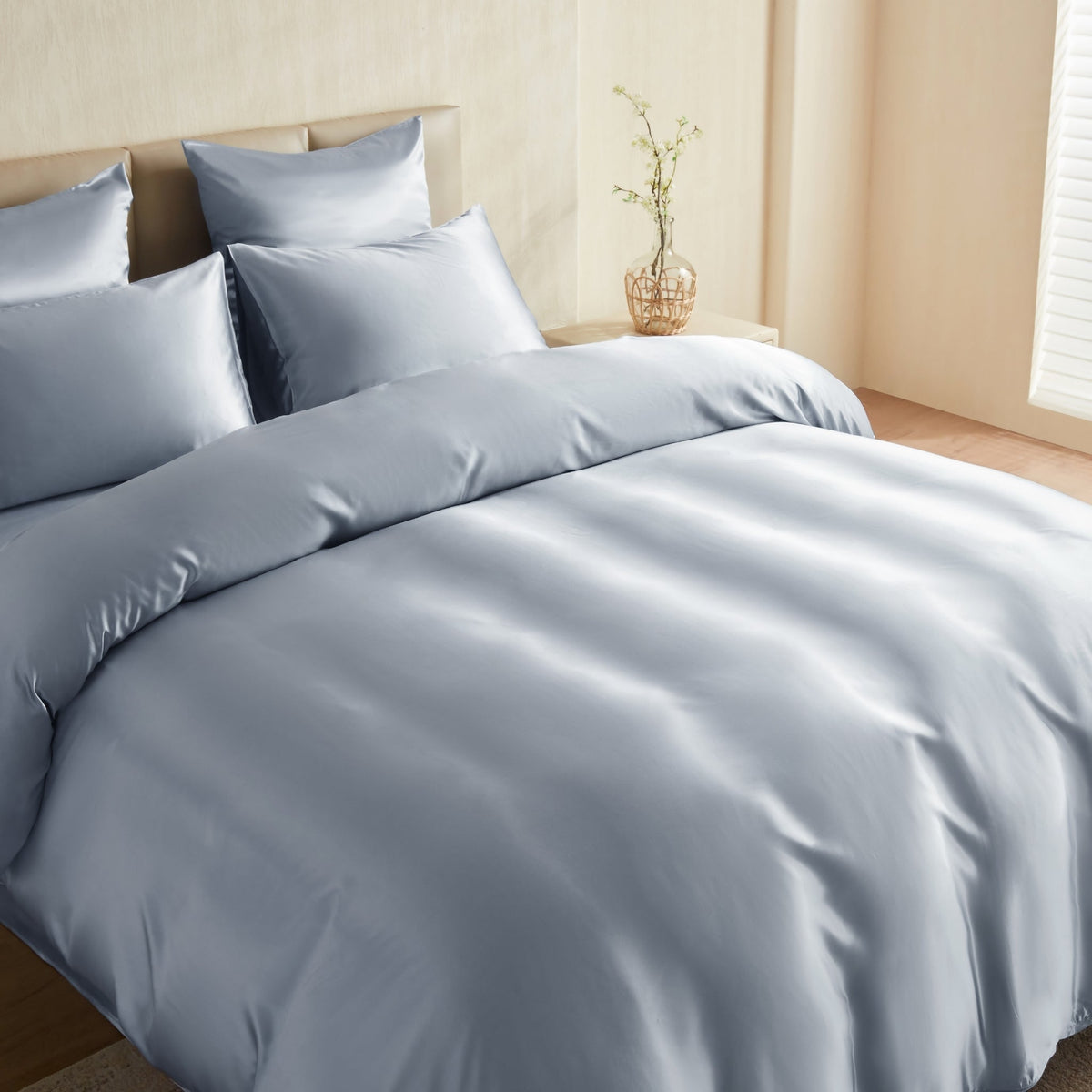 Mulberry Park Silks 22 Momme Duvet Covers - Steel Blue