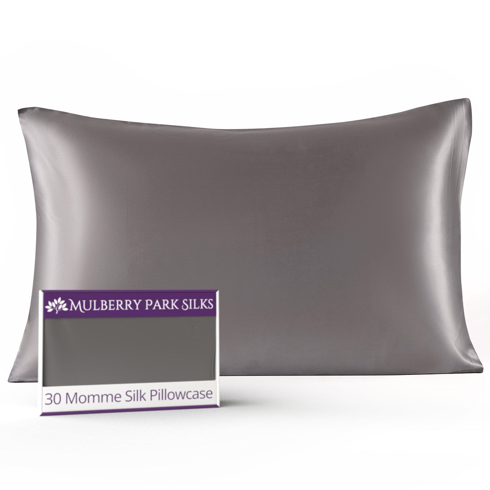 Gunmetal 30 Momme 100% Silk Pillowcase by Mulberry Park Silks with luxurious, Smooth Feel