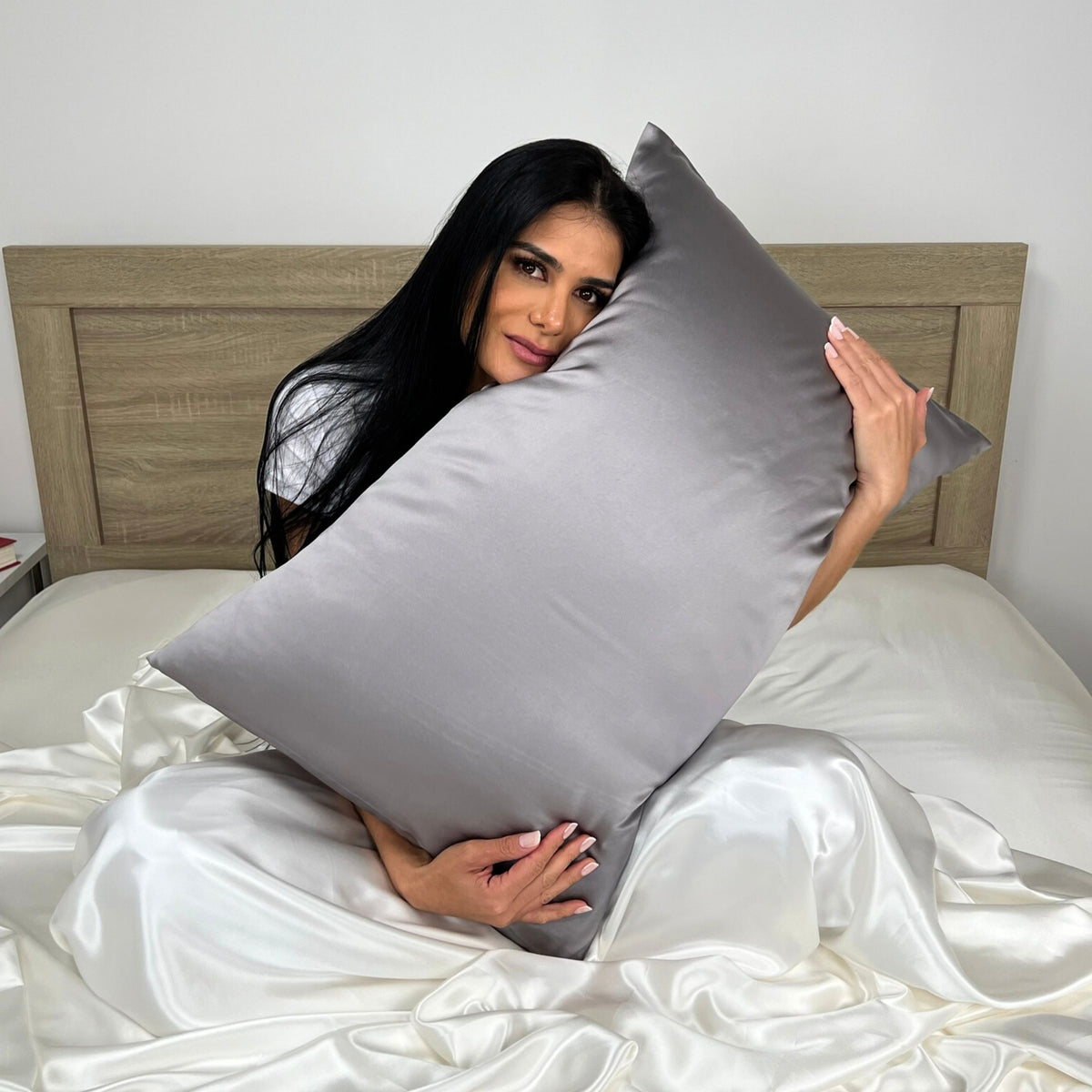 100% Pure Gunmetal Mulberry Silk Pillowcase, Ultra-Soft & Luxurious for Hair & Skin