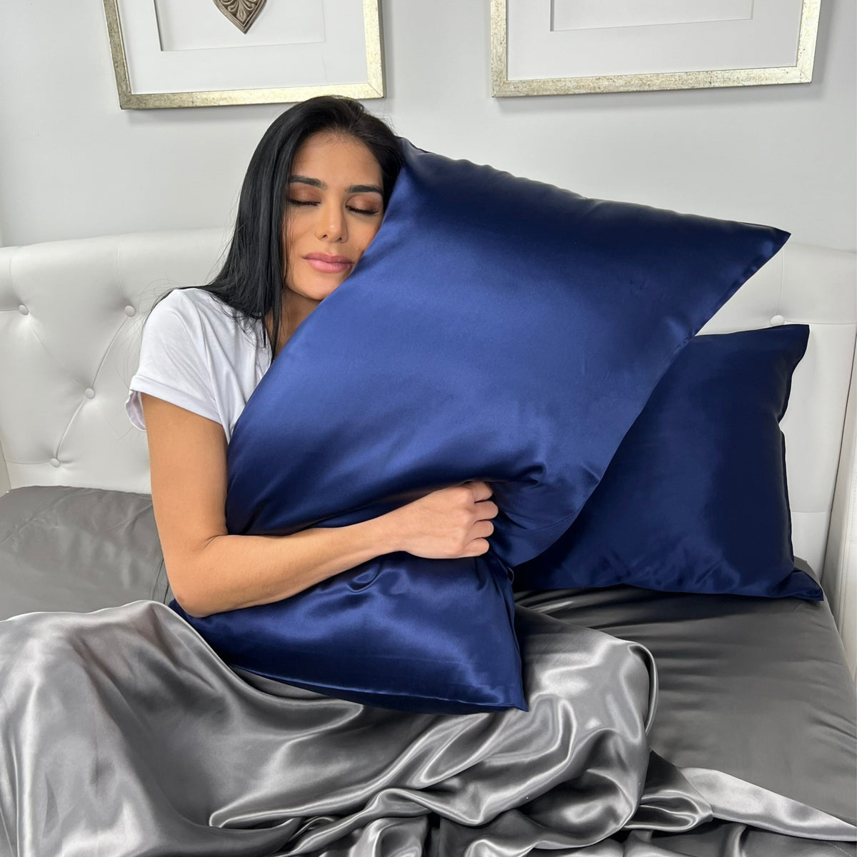 100% Pure Navy Mulberry Silk Pillowcase, Ultra-Soft & Luxurious for Hair & Skin