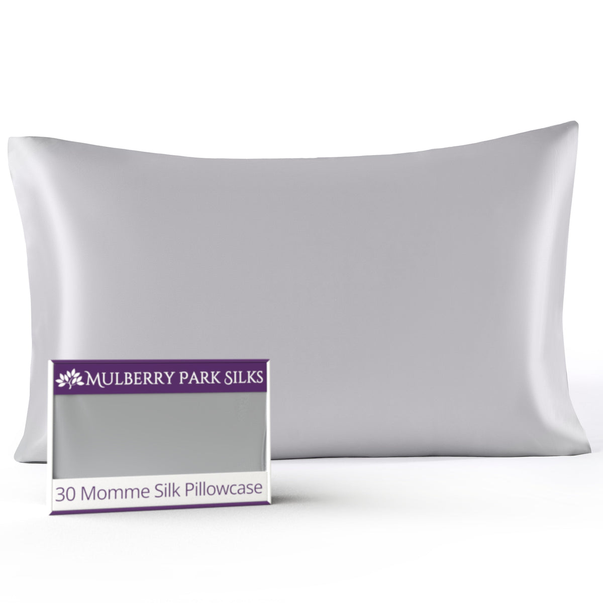 Silver 30 Momme 100% Silk Pillowcase by Mulberry Park Silks with luxurious, Smooth Feel