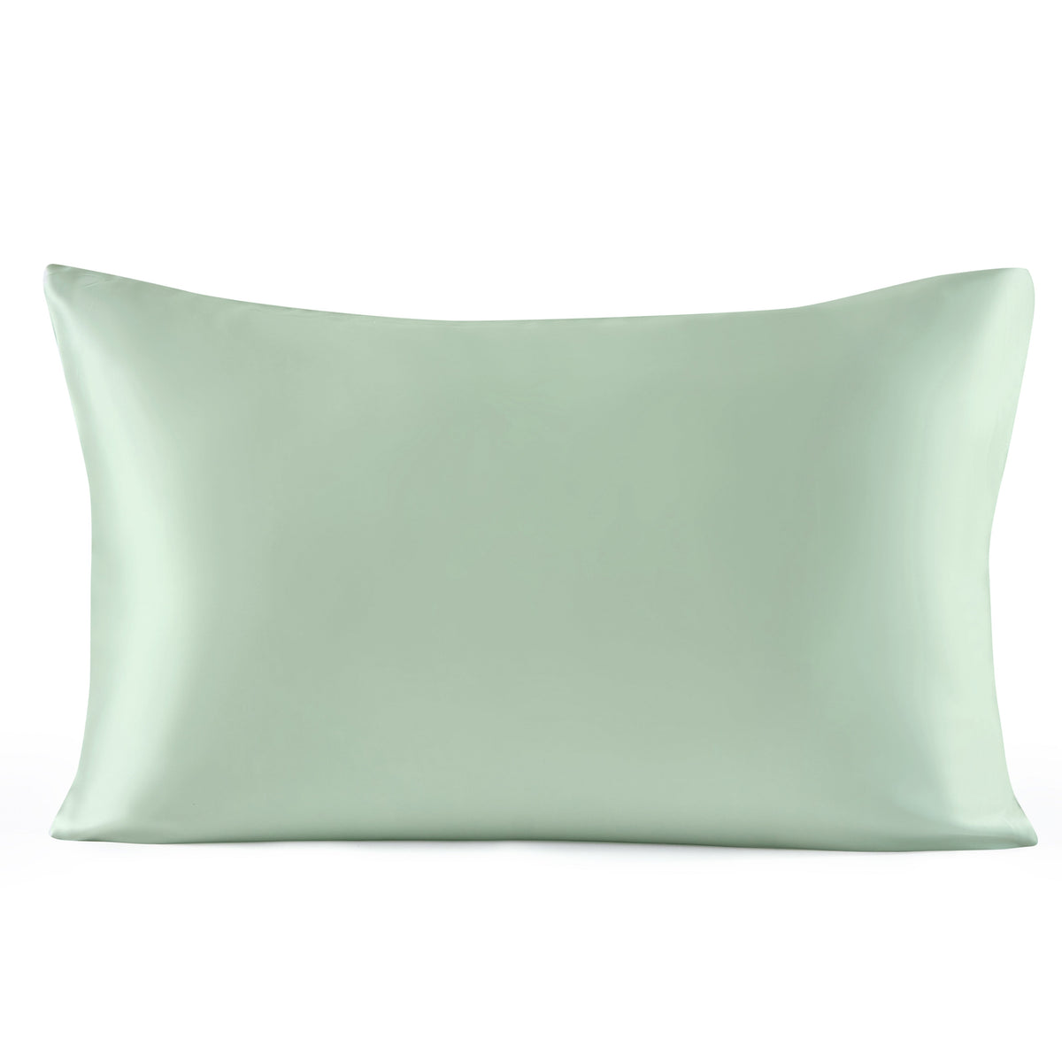 Green 19 momme silk pillowcase with a smooth, shiny finish for luxury, comfort, and better sleep