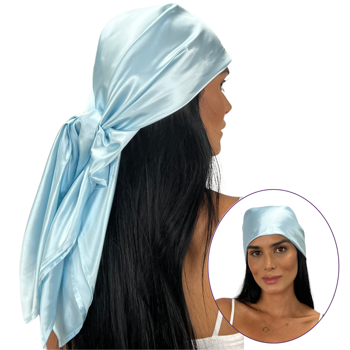 Mulberry Park Silks Pure 19 Momme Silk Head Scarf Bandana - Blue