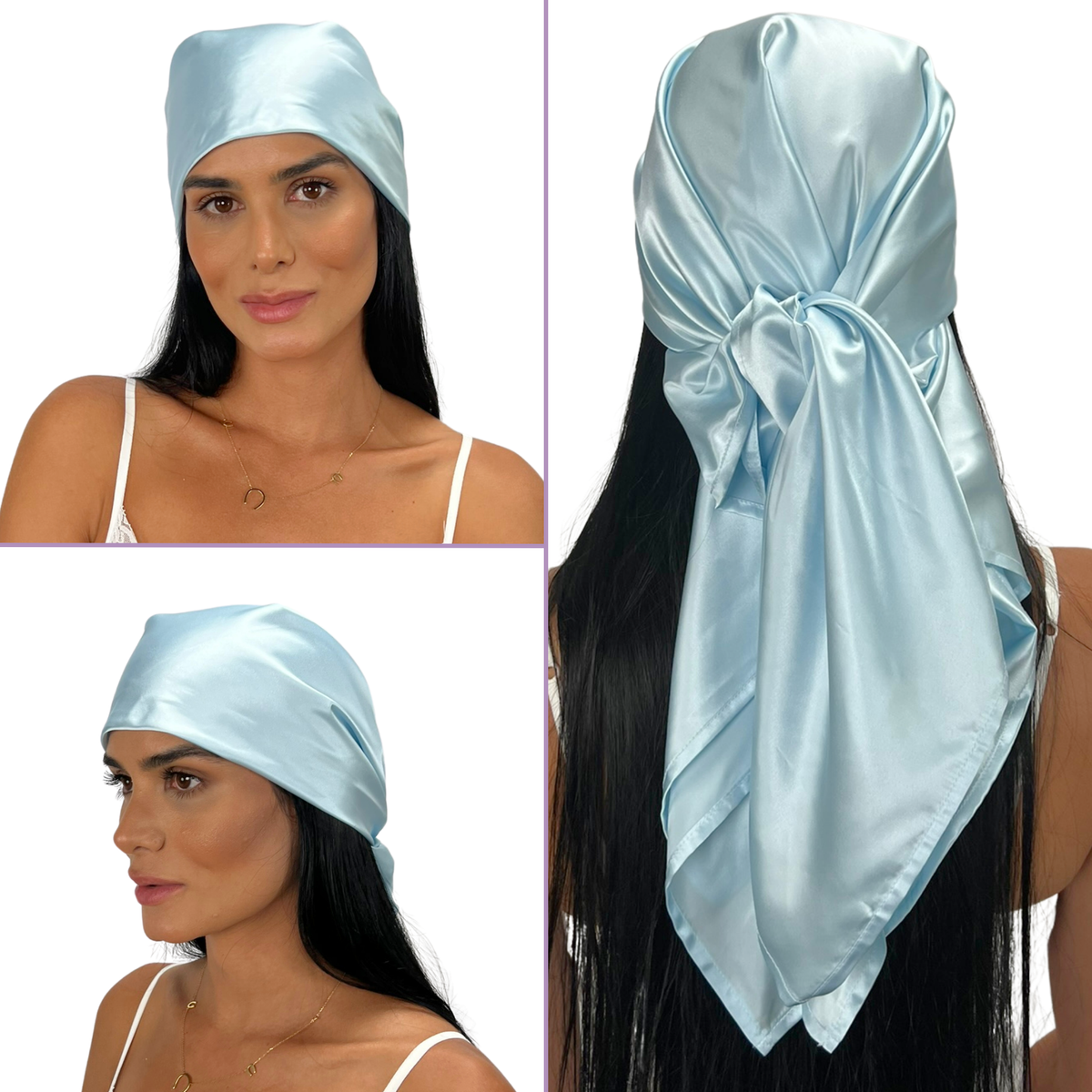 Mulberry Park Silks Pure 19 Momme Silk Head Scarf Bandana - Blue