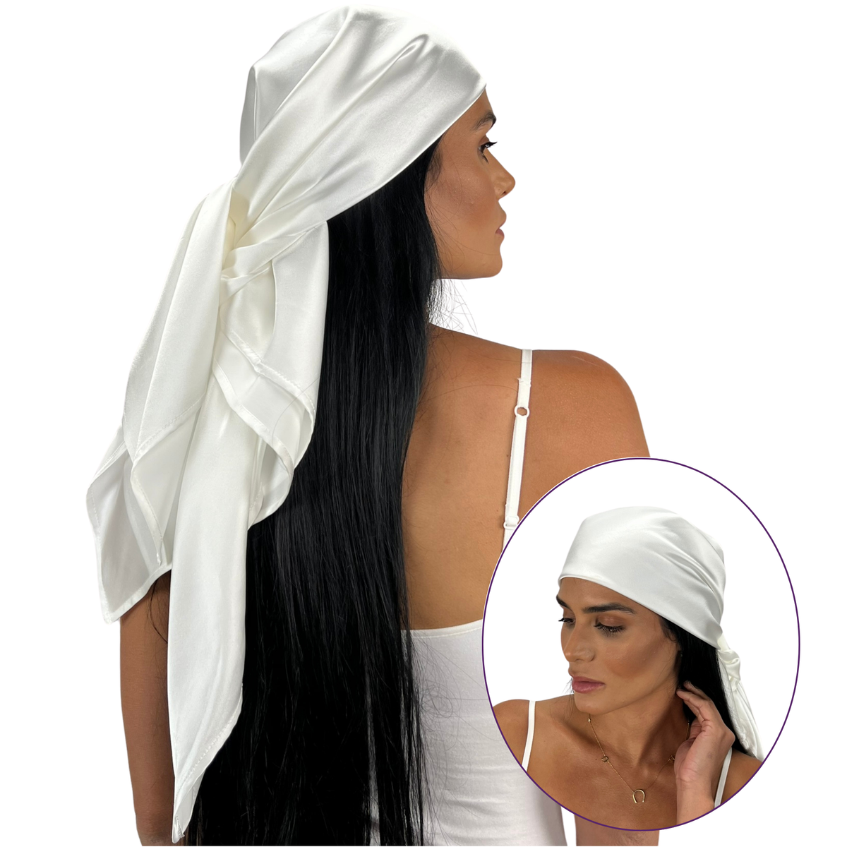 Mulberry Park Silks Pure 19 Momme Silk Head Scarf Bandana - Ivory