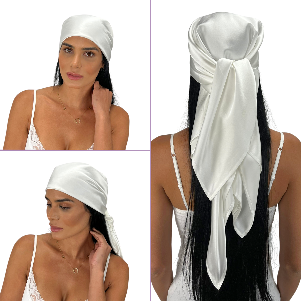 Mulberry Park Silks Pure 19 Momme Silk Head Scarf Bandana - Ivory