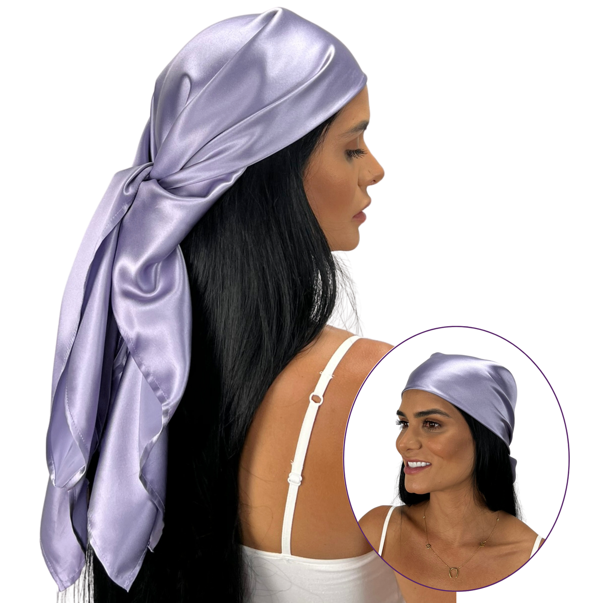 Mulberry Park Silks Pure 19 Momme Silk Head Scarf Bandana - Lilac