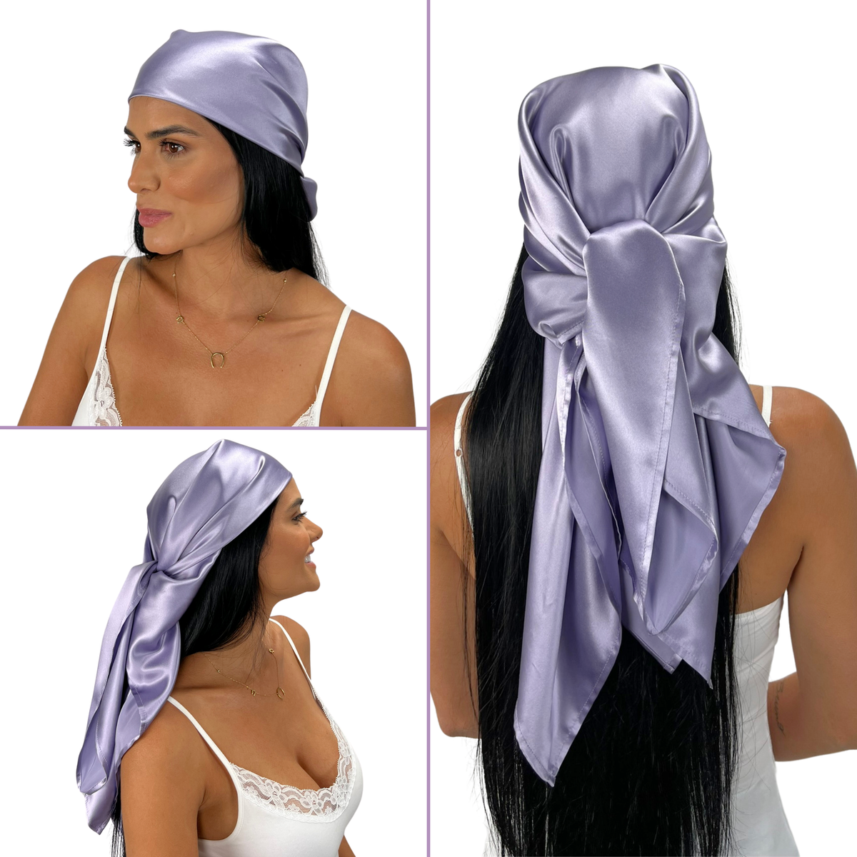 Mulberry Park Silks Pure 19 Momme Silk Head Scarf Bandana - Lilac