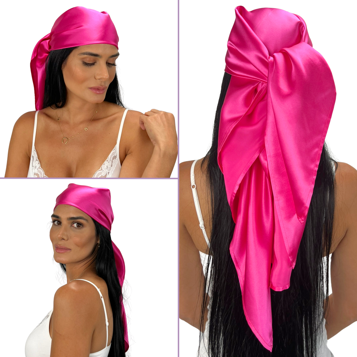 Mulberry Park Silks Pure Silk Square Head Scarf - Magenta