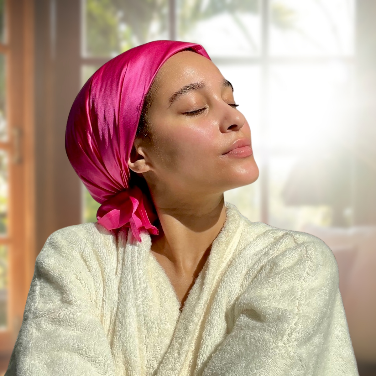 Mulberry Park Silks Pure Silk Square Head Scarf - Magenta