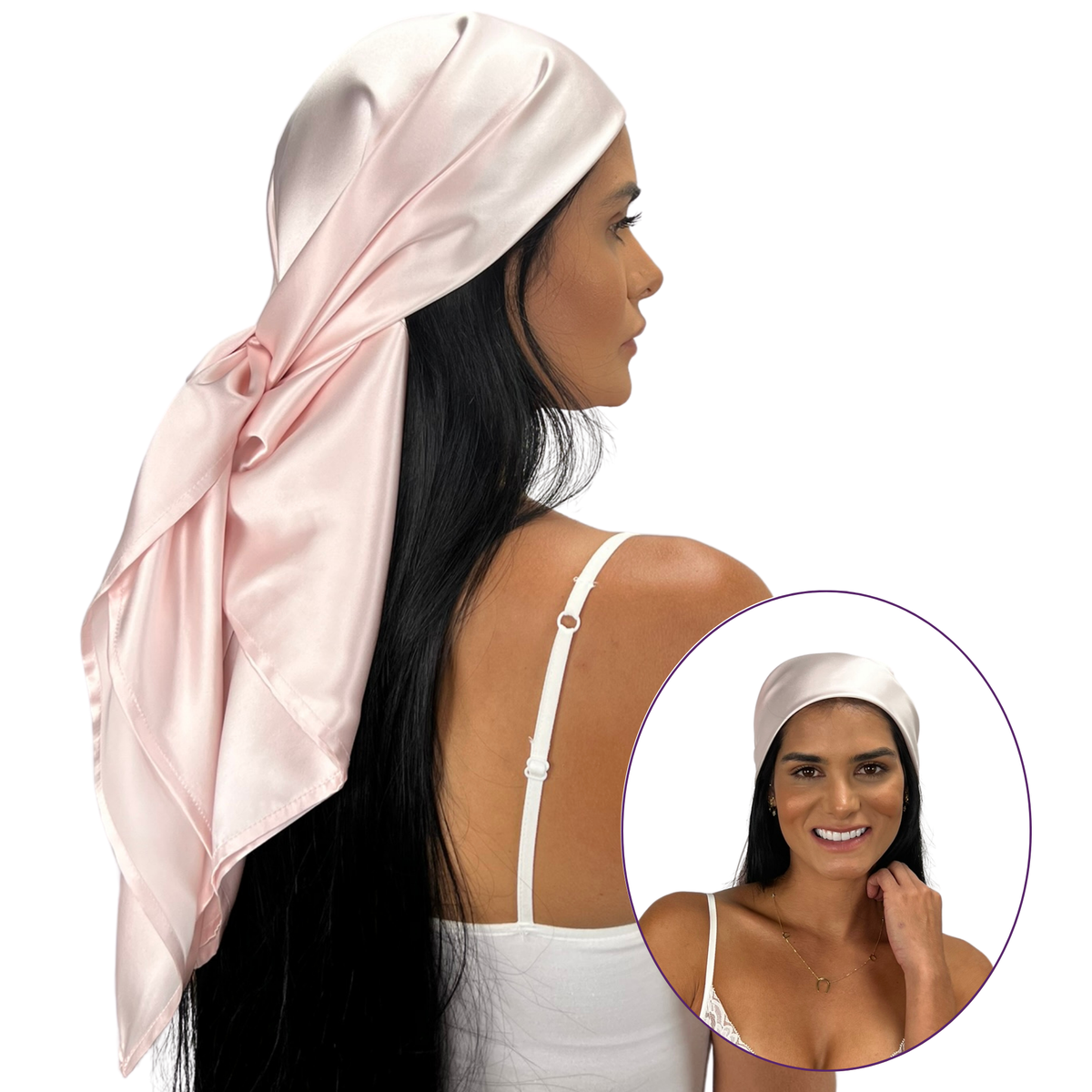 Mulberry Park Silks Pure 19 Momme Silk Head Scarf Bandana - Pink