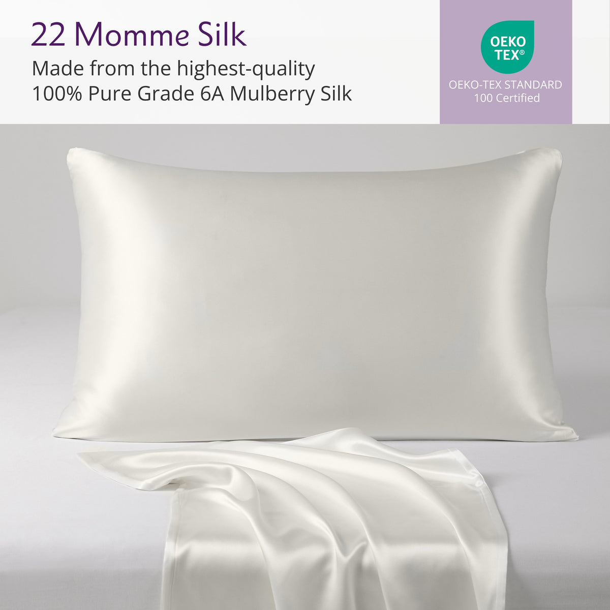 22 Momme Mulberry Silk Pillowcase – 100% Pure Silk Ultra-Soft Luxurious Pillowcase for Hair & Skin