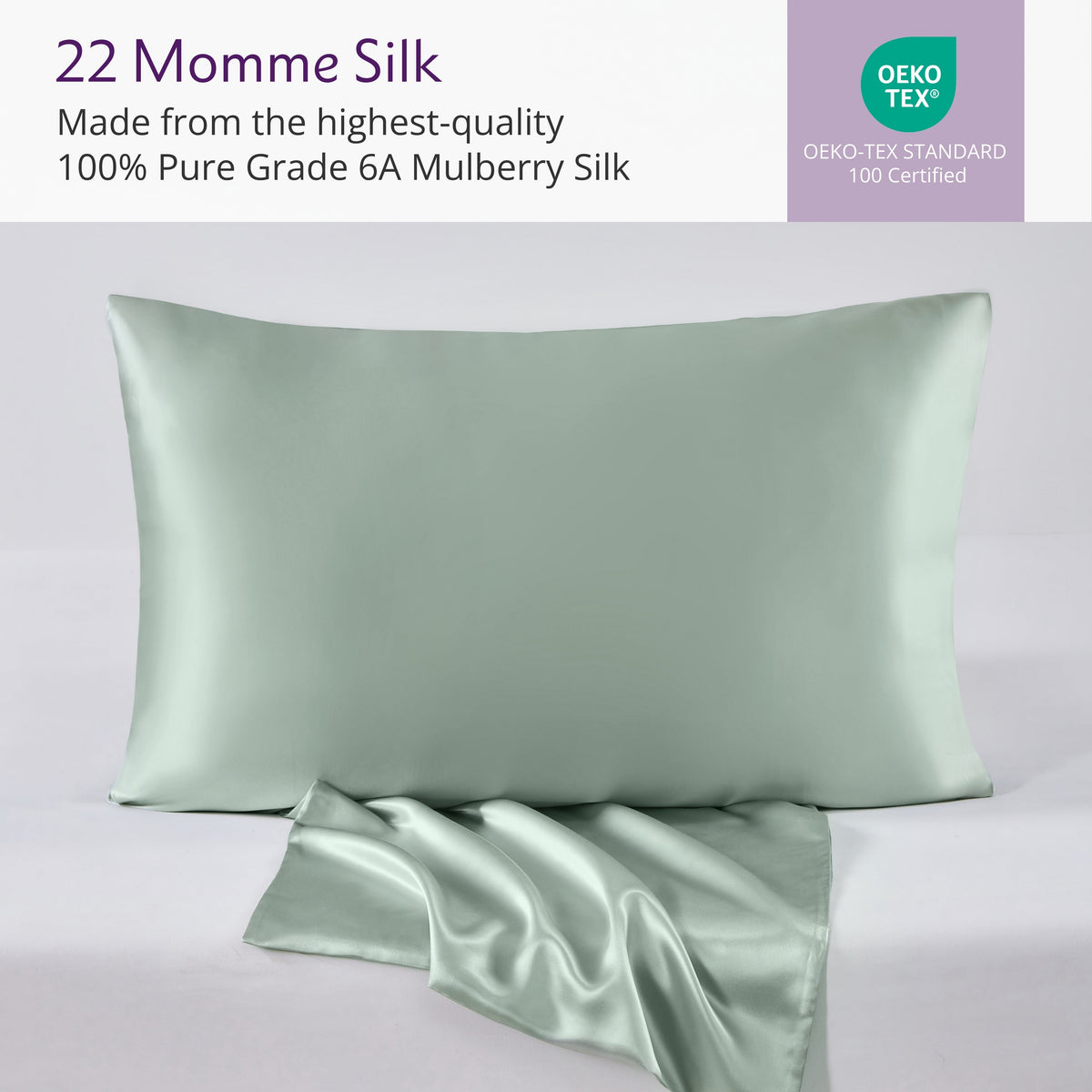 22 Momme Mulberry Silk Pillowcase – 100% Pure Silk Ultra-Soft Luxurious Pillowcase for Hair & Skin