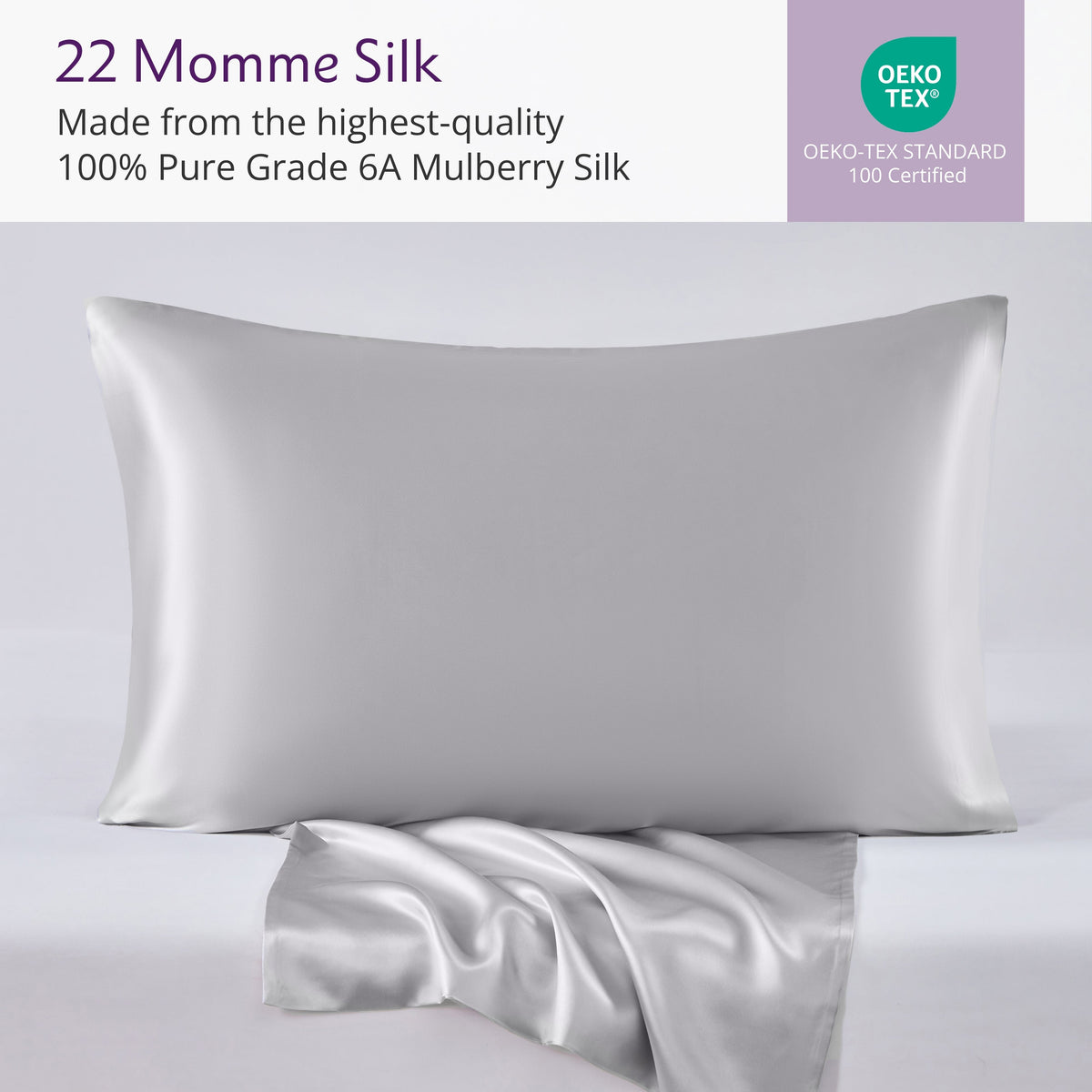 22 Momme Mulberry Silk Pillowcase – 100% Pure Silk Ultra-Soft Luxurious Pillowcase for Hair & Skin