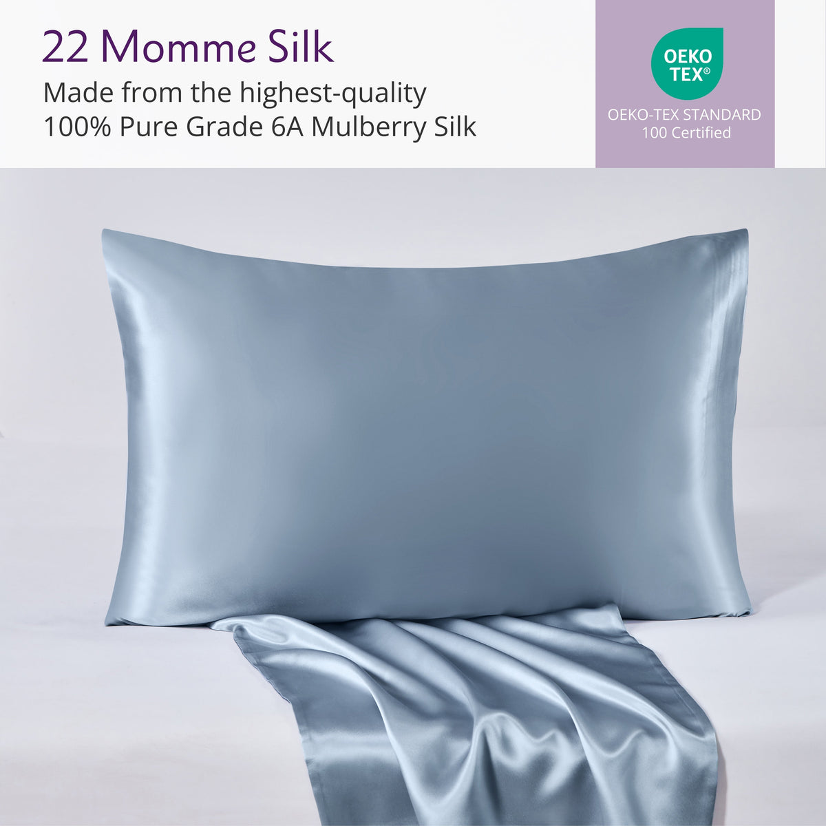 22 Momme Mulberry Silk Pillowcase – 100% Pure Silk Ultra-Soft Luxurious Pillowcase for Hair & Skin