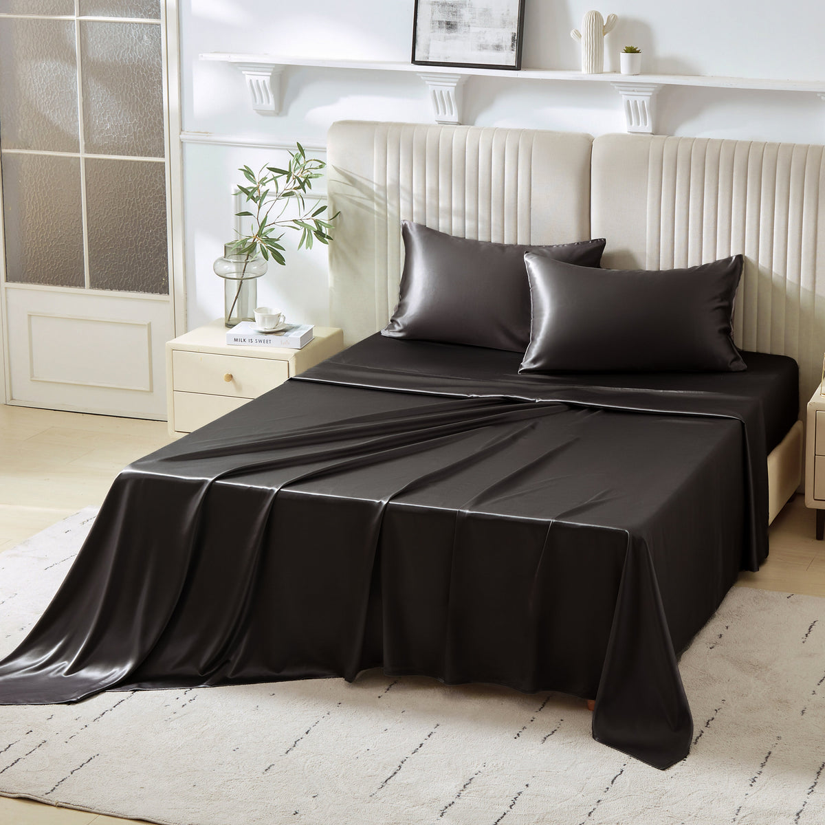 Mulberry Park Silks 22 Momme Sheet Set - Black