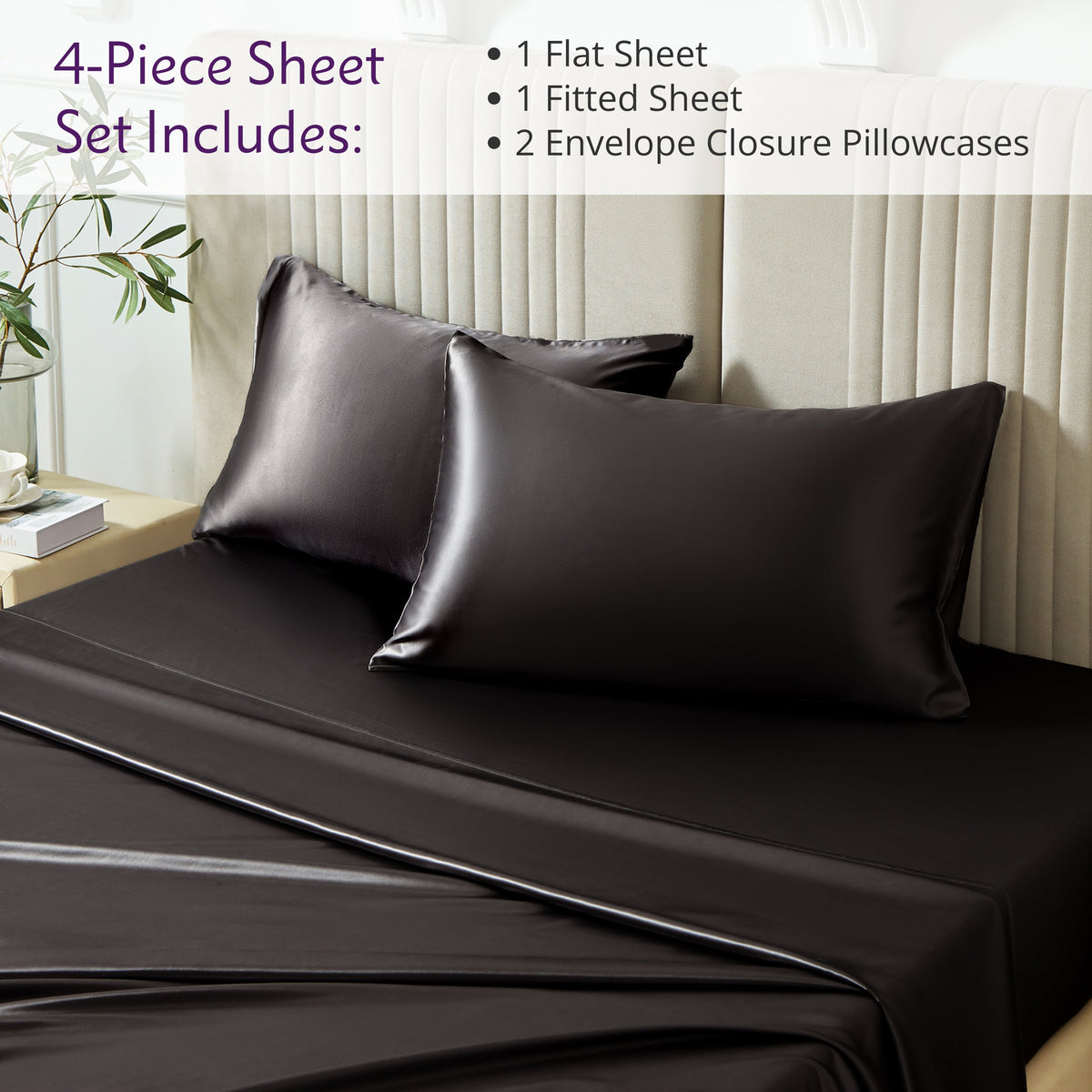 Mulberry Park Silks 22 Momme Sheet Set - Black