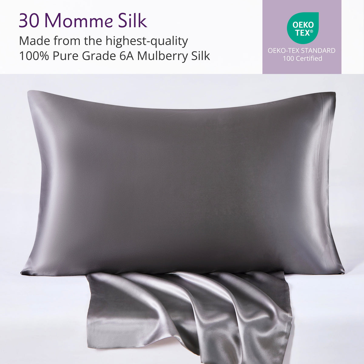 30 Momme Mulberry Silk Pillowcase – 100% Pure Silk Ultra-Soft Luxurious Pillowcase for Hair & Skin