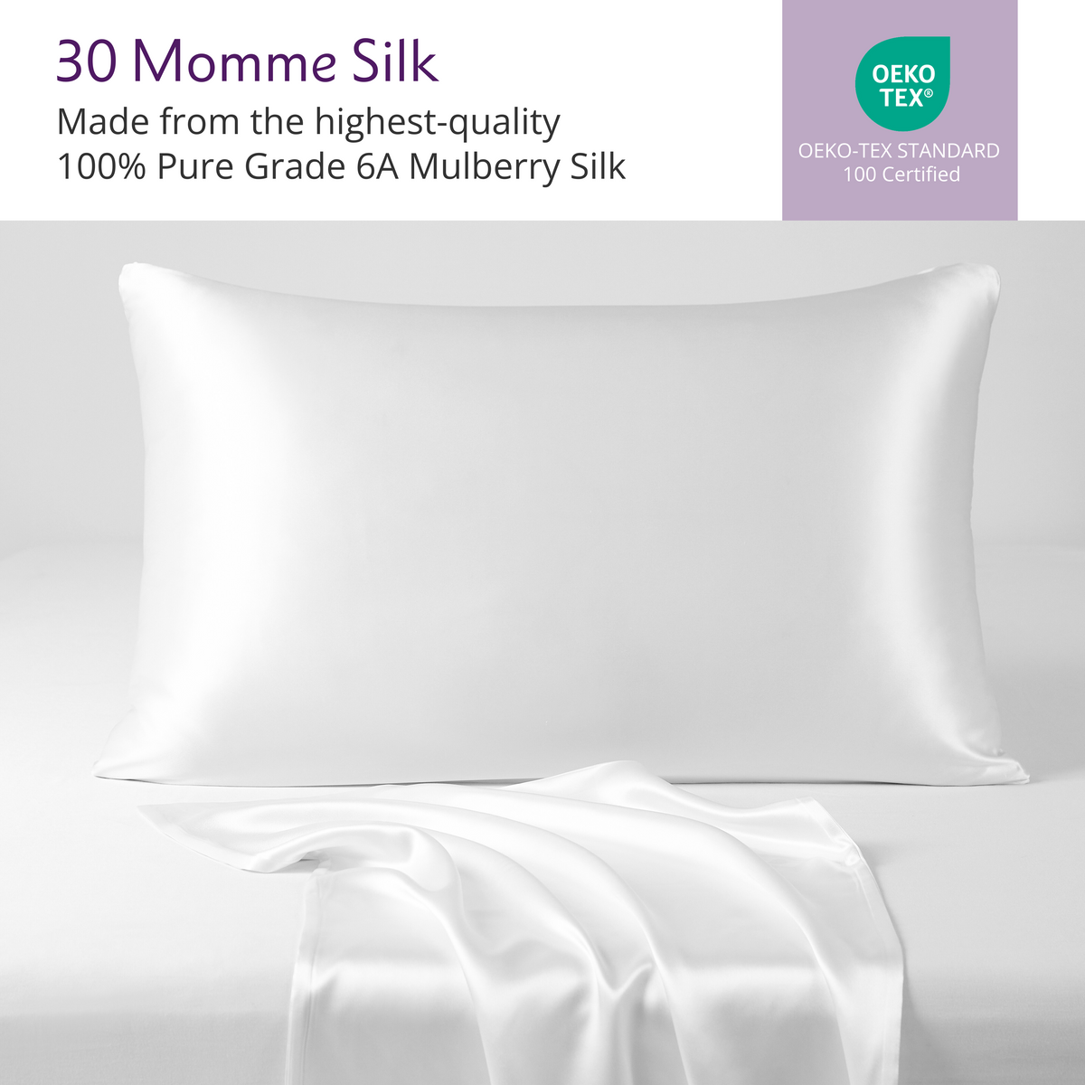 30 Momme Mulberry Silk Pillowcase – 100% Pure Silk Ultra-Soft Luxurious Pillowcase for Hair & Skin