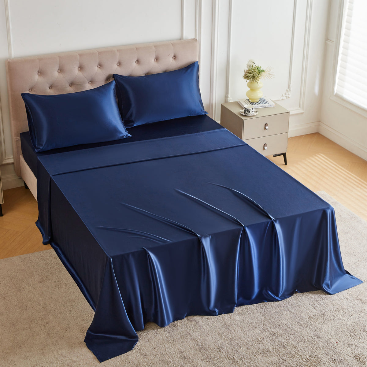 Mulberry Park Silks 30 Momme Silk Sheet Set - Navy