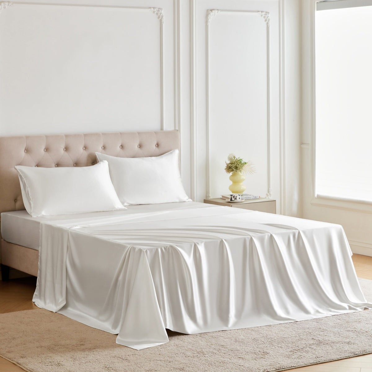 Mulberry Park Silks 30 Momme Silk Sheet Set - White