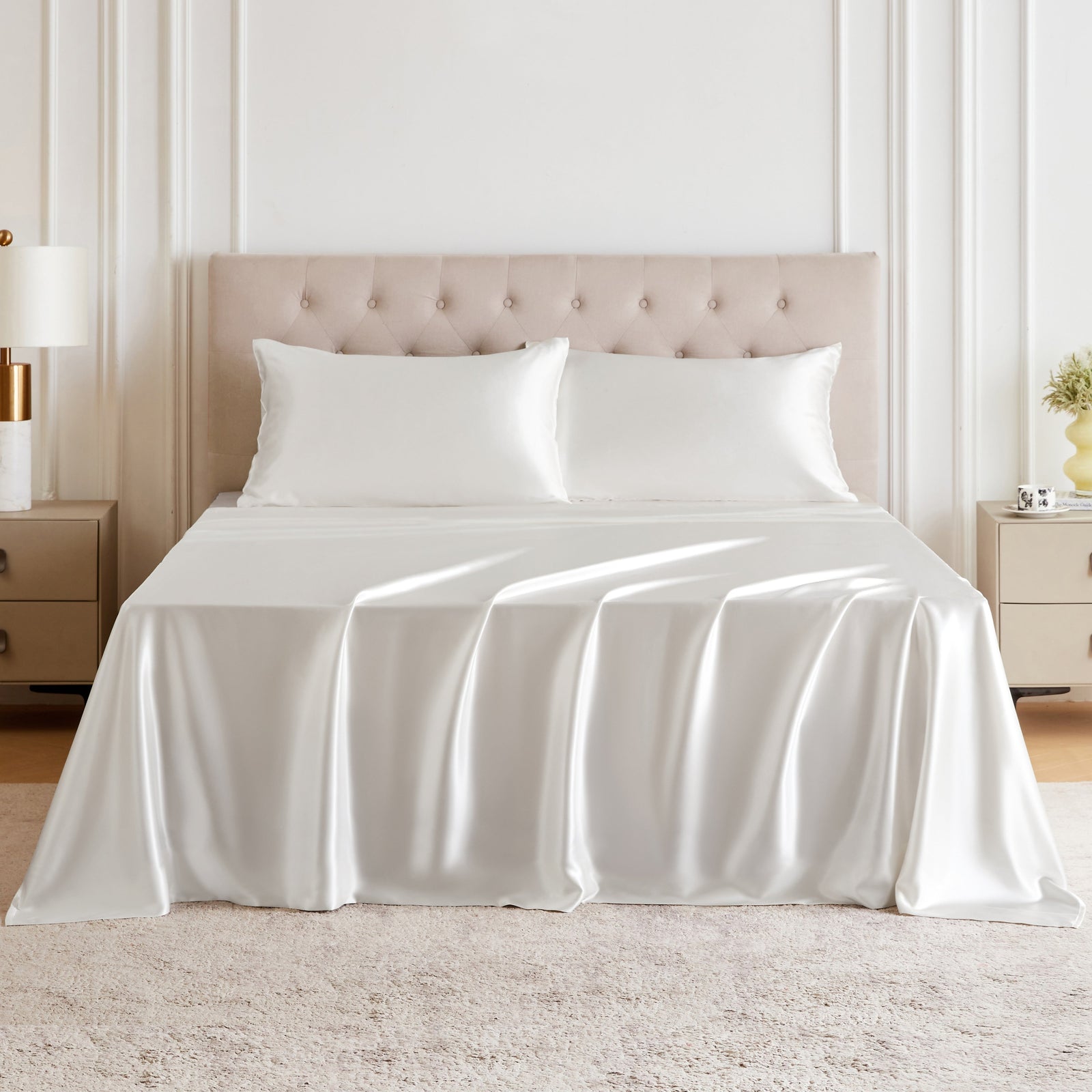 Mulberry Park Silks 30 Momme Silk Sheet Set - White